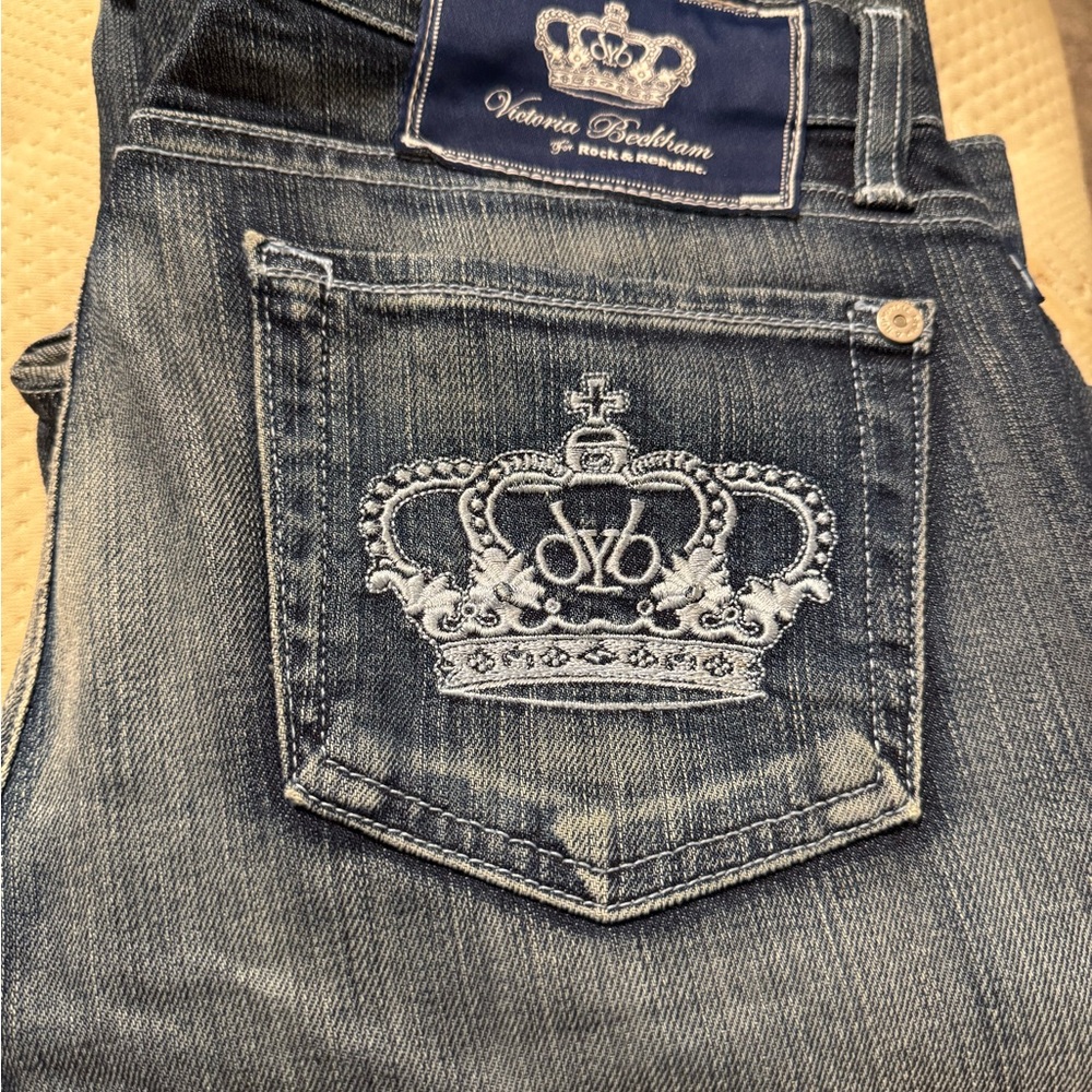 Victoria Beckham Embroidered Denim Jeans - Vintage -Size 28/Inseam 36”